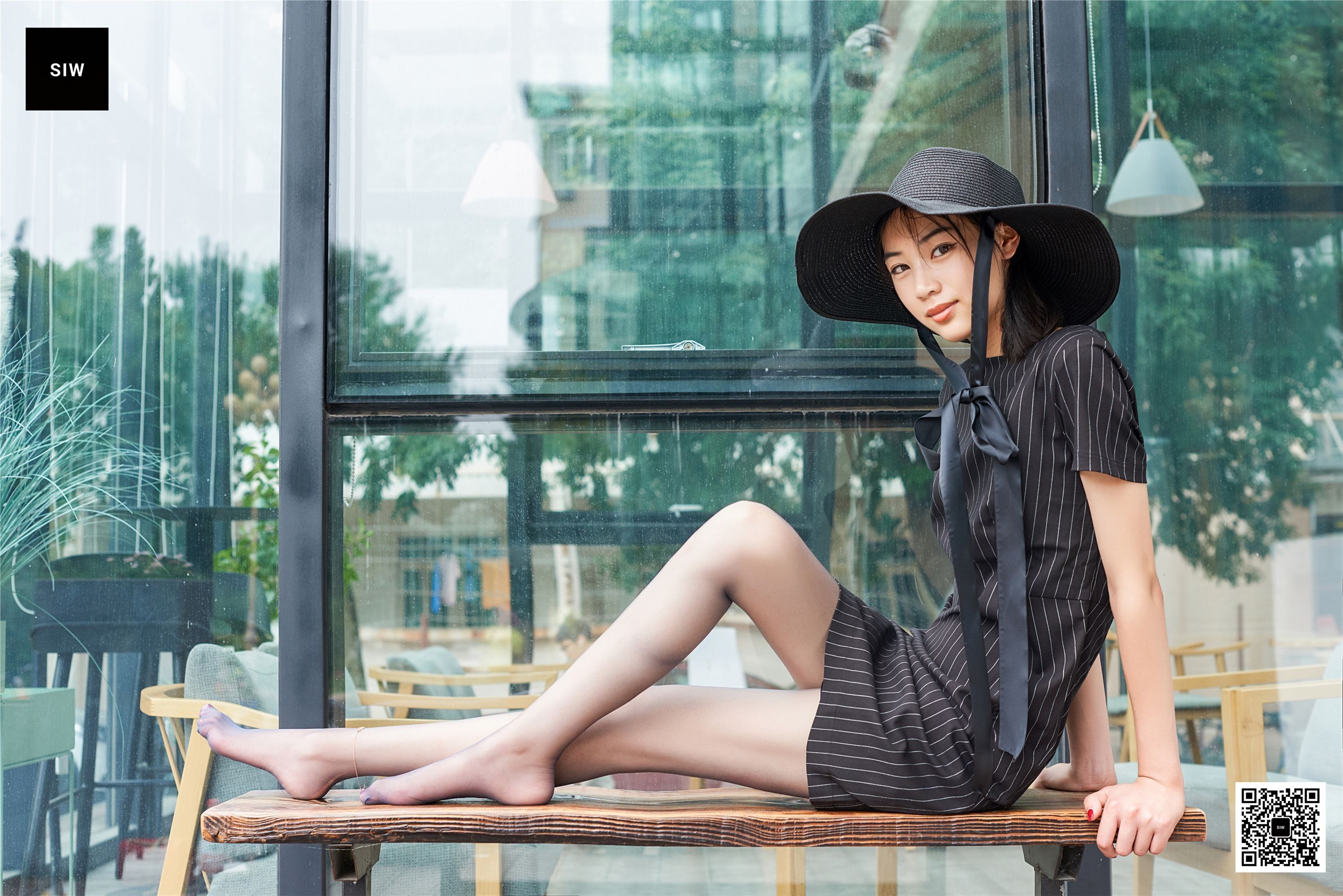 SIW斯文传媒 048 中式条纹小清新短袖连衣裙 - 丽莉